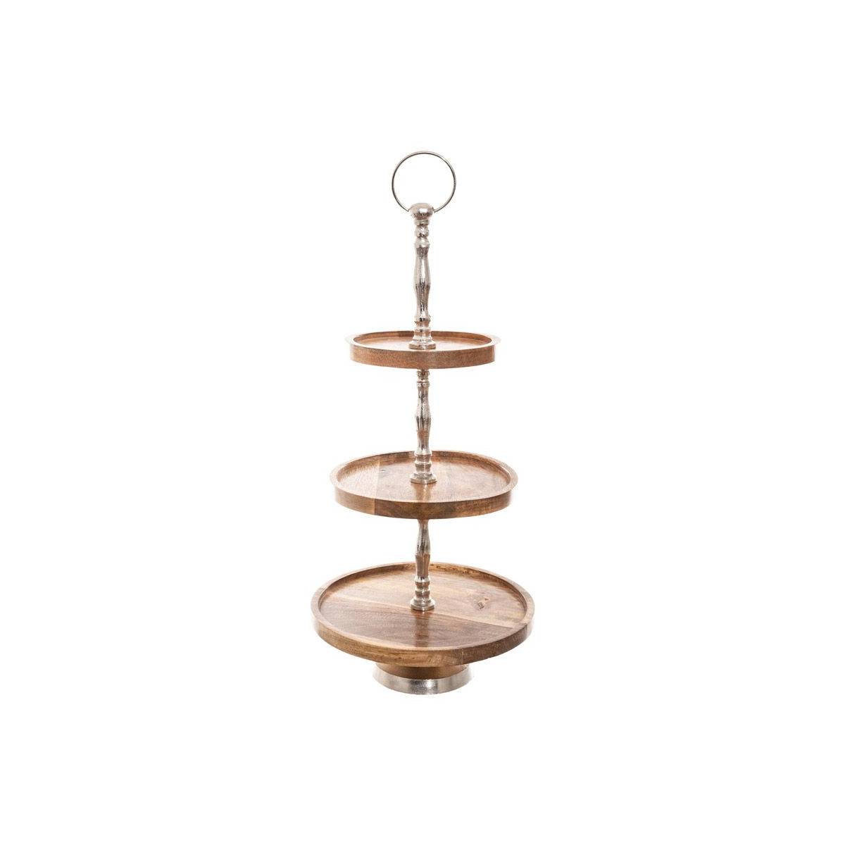 Serviteur 3 Niveaux "Bois" 62cm Naturel