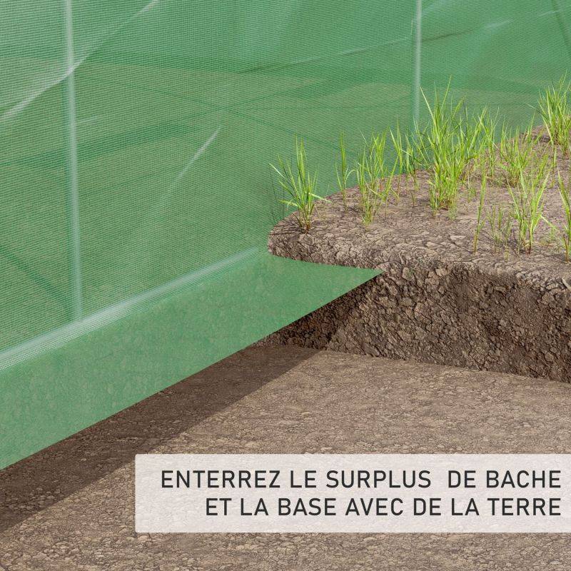 Serre de Jardin Tunnel 9m² - bâche armée - avec fenêtres latérales et porte zipée EUROSPEN - Image 3