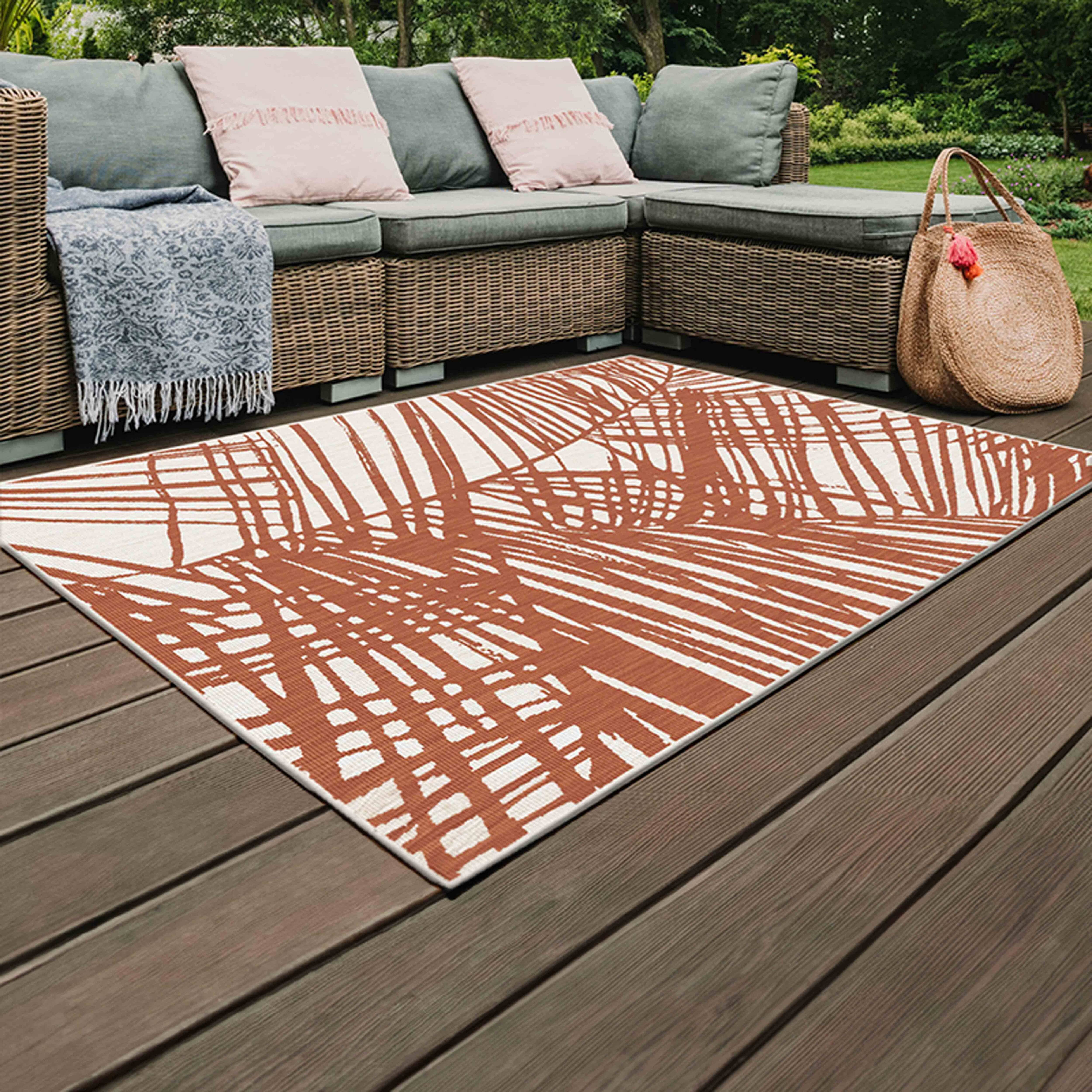 Oviala - Tapis d'extérieur en polypropylène 160 x 230 cm terracotta Palmio - Oviala - Image 2