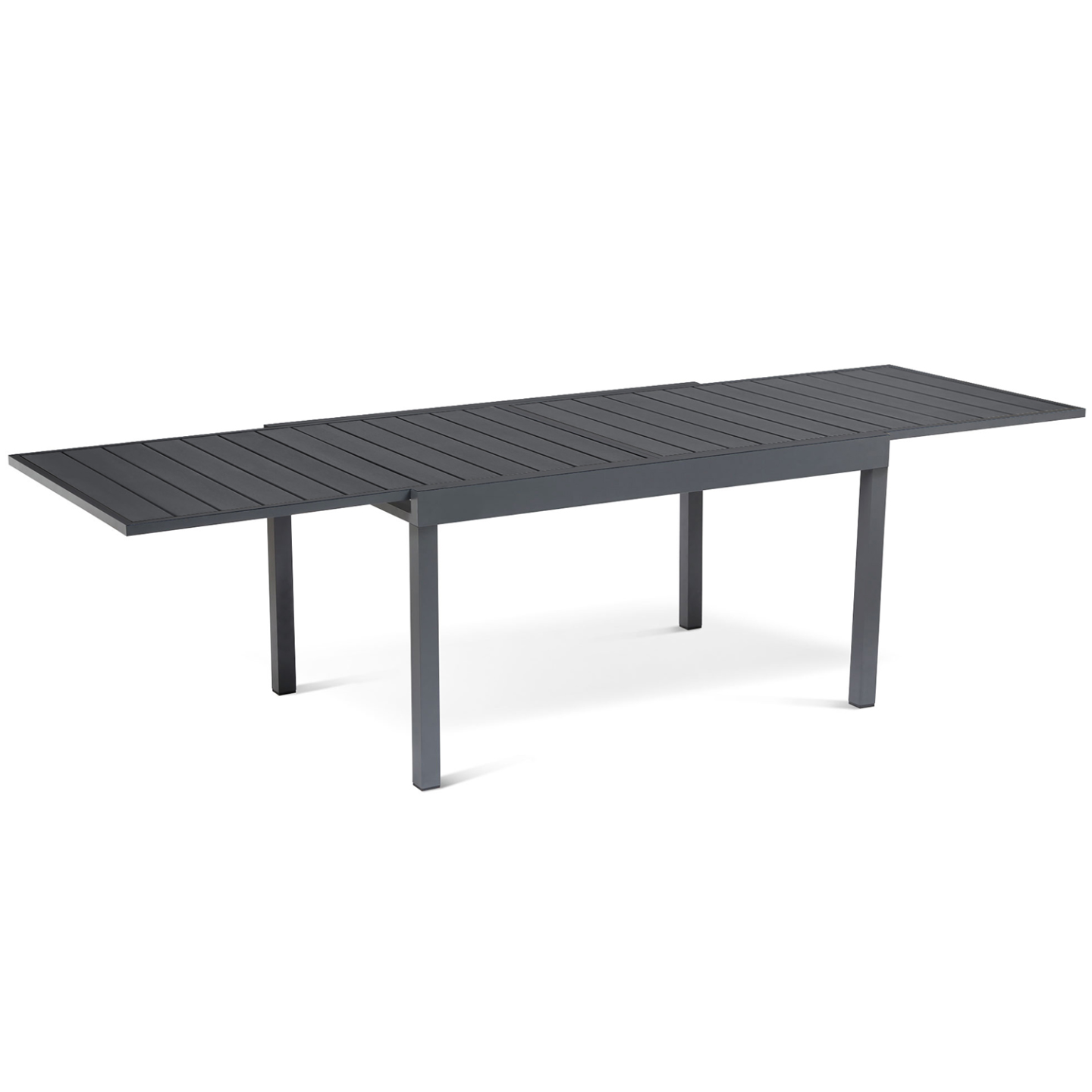 Salon de jardin POLY table extensible 135-270 CM et 12 chaises gris foncé - Image 3
