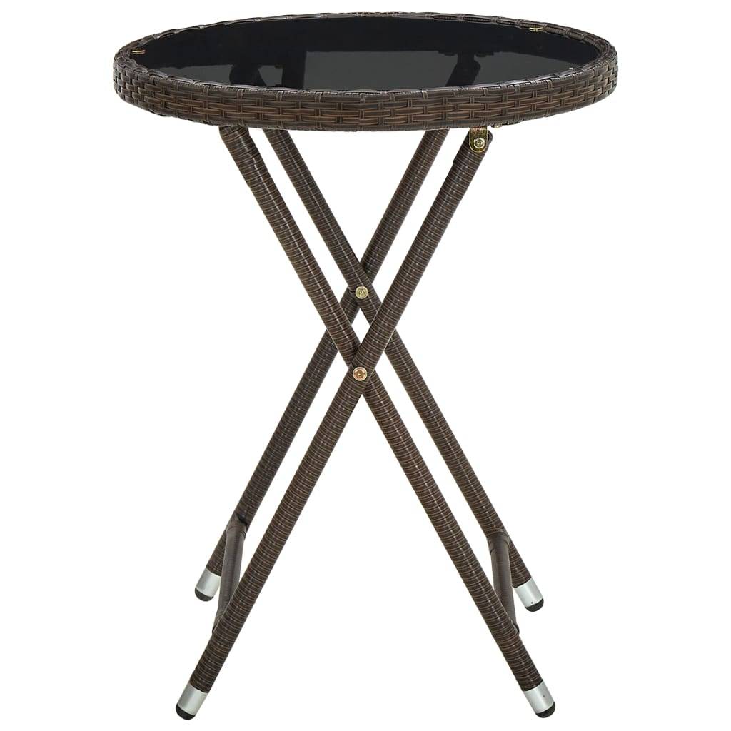 PANGIVO - Table à thé marron résine tressée et verre trempé 60 x 75 cm - PANGIVO - Image 3