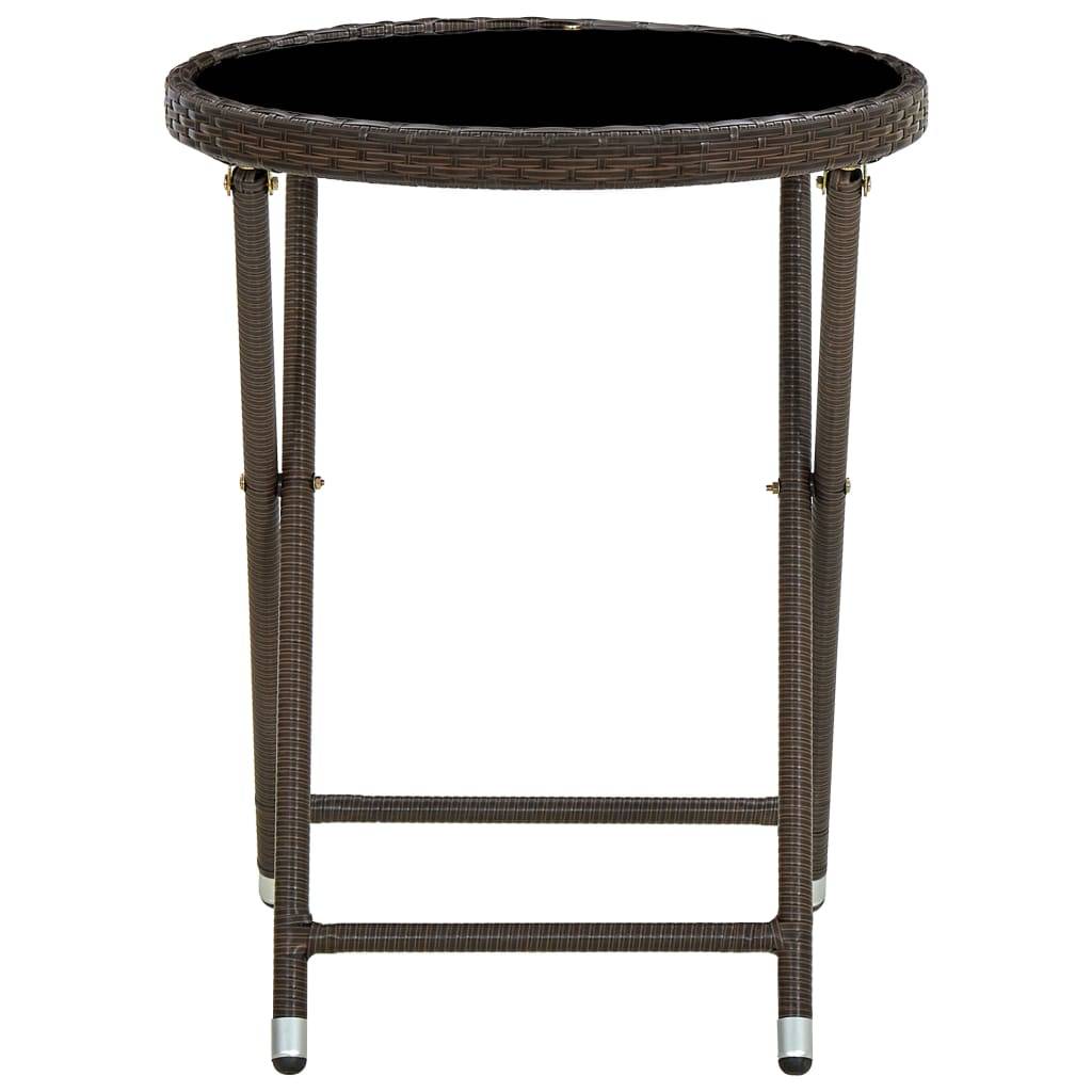 PANGIVO - Table à thé marron résine tressée et verre trempé 60 x 75 cm - PANGIVO - Image 2