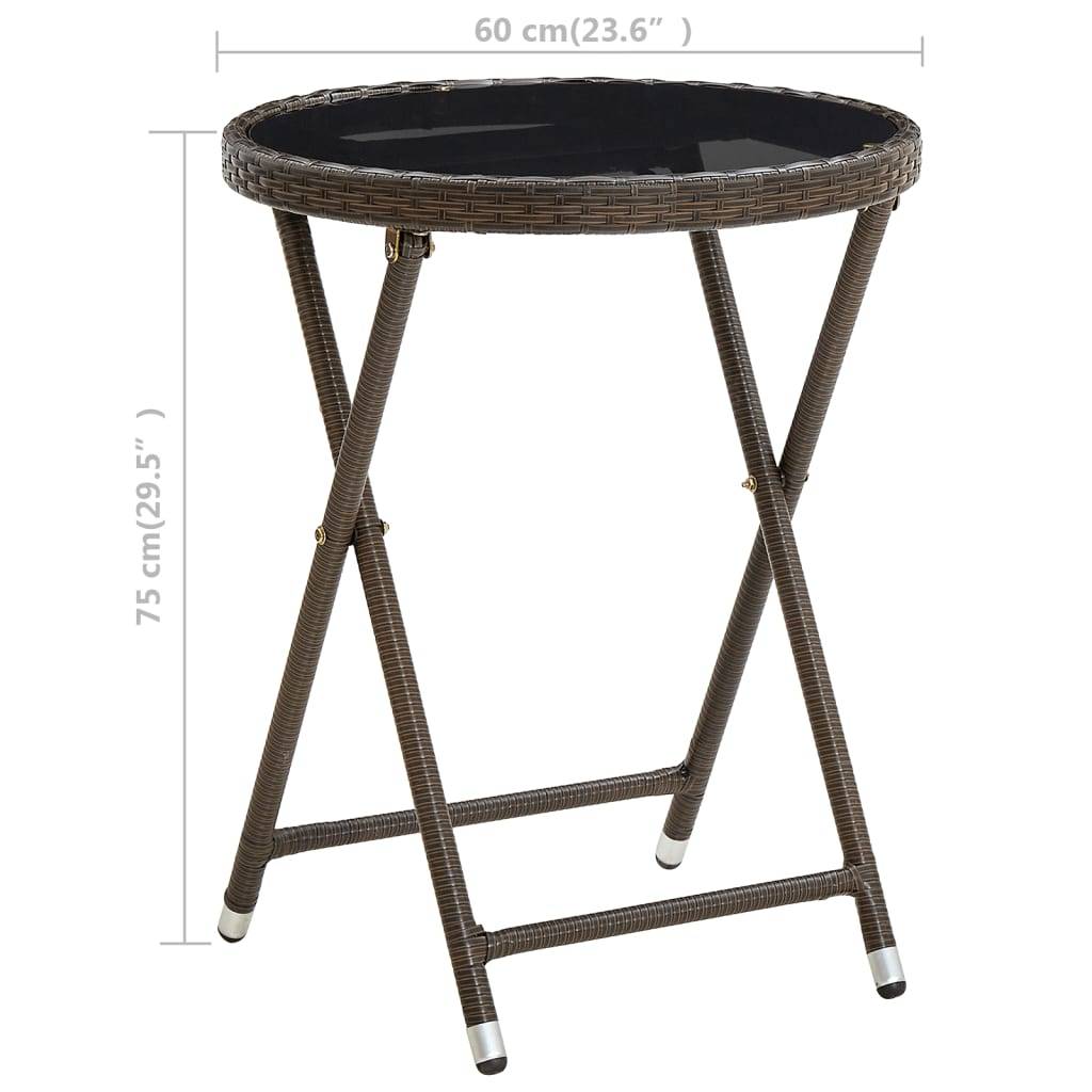 PANGIVO - Table à thé marron résine tressée et verre trempé 60 x 75 cm - PANGIVO - Image 6