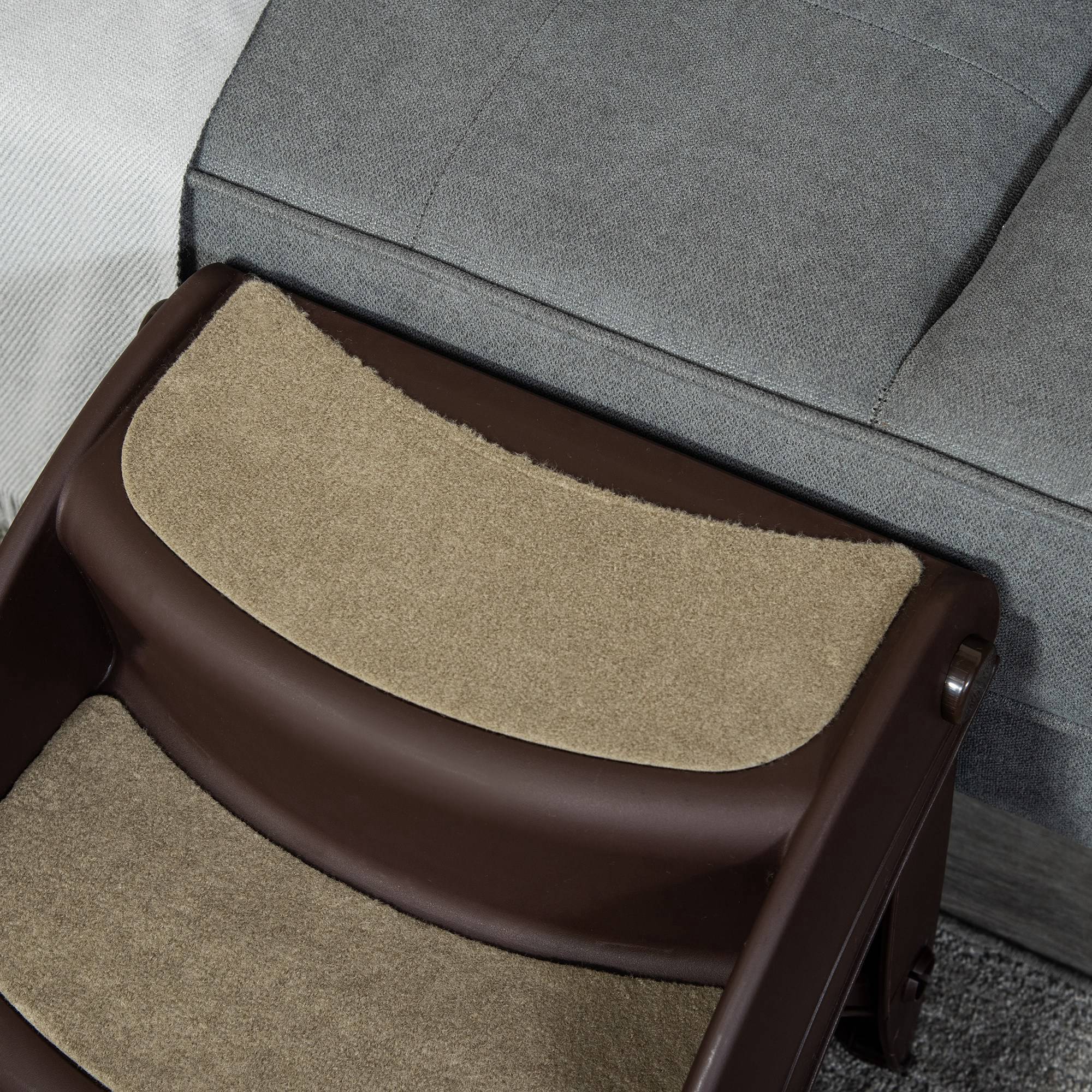 ComfortXL - Escalier pour chien et chat pliable en polypropylène marron 3 marches 49 x 38 x 38 cm pour lit et canapé antidérapant - Image 8