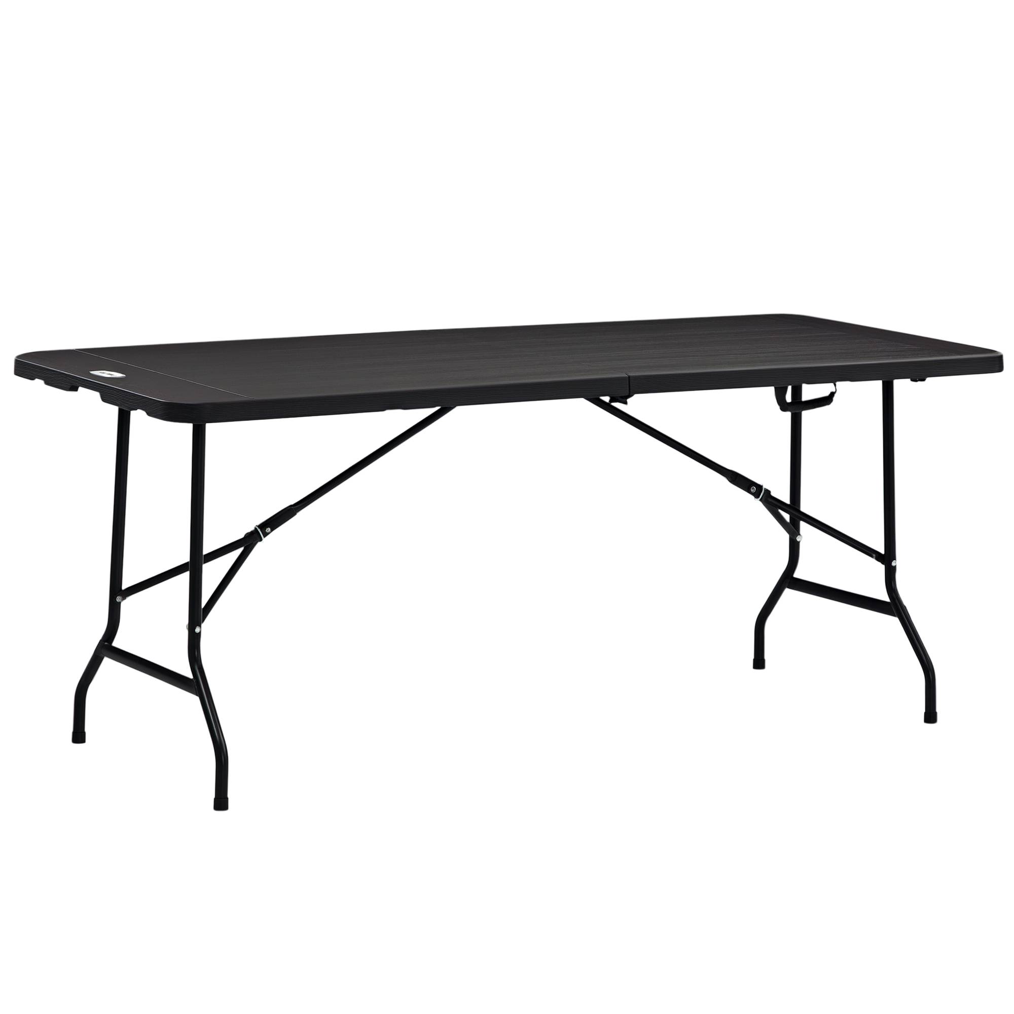 ComfortXL - Table de jardin pliante Acier HDPE Pique-nique Camping Effet bois 180cm Gris foncé - ComfortXL Outdoor Living - Image 1