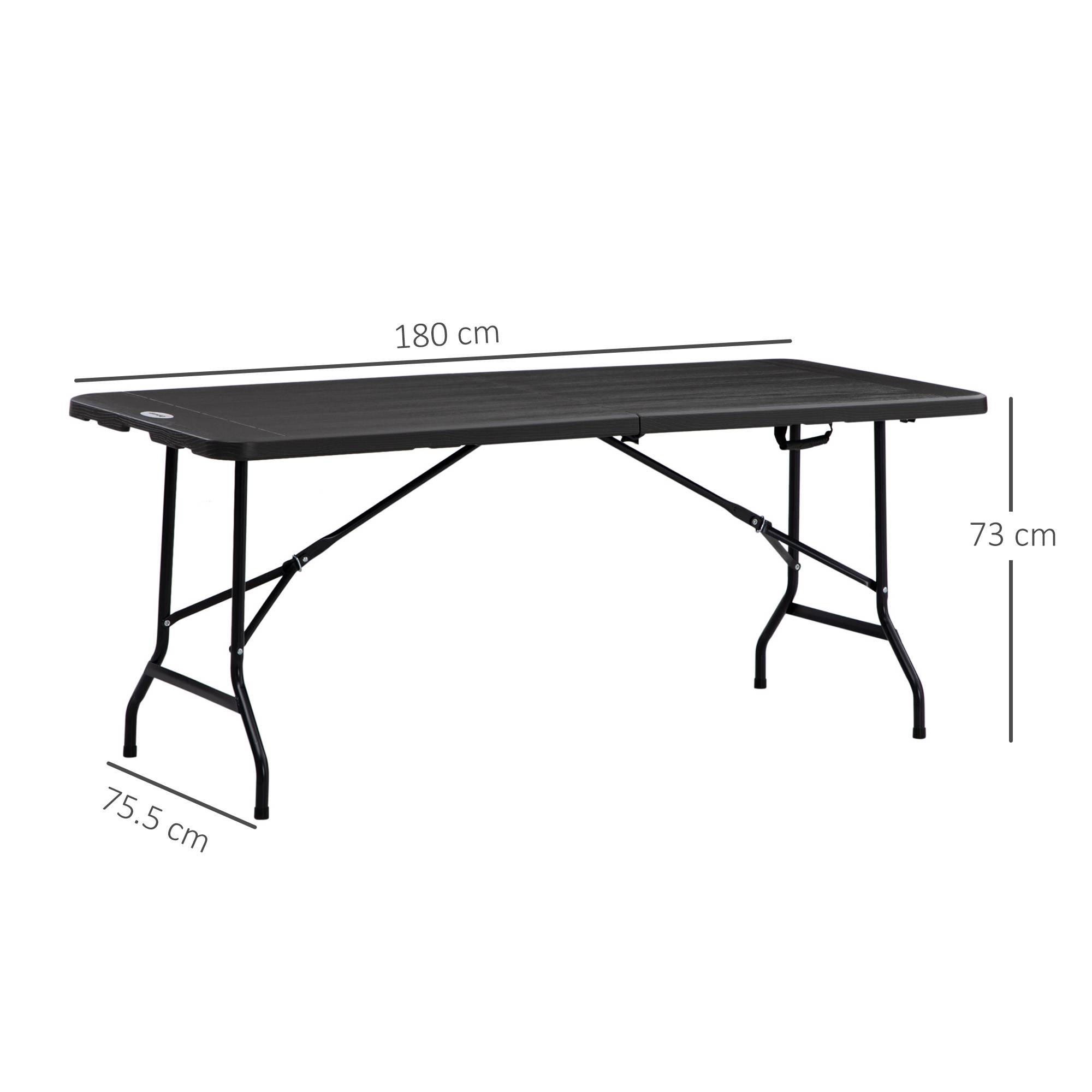 ComfortXL - Table de jardin pliante Acier HDPE Pique-nique Camping Effet bois 180cm Gris foncé - ComfortXL Outdoor Living - Image 5