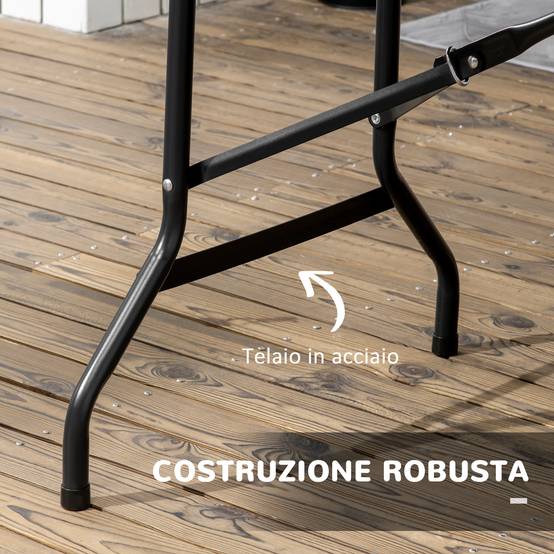 ComfortXL - Table de jardin pliante Acier HDPE Pique-nique Camping Effet bois 180cm Gris foncé - ComfortXL Outdoor Living - Image 9