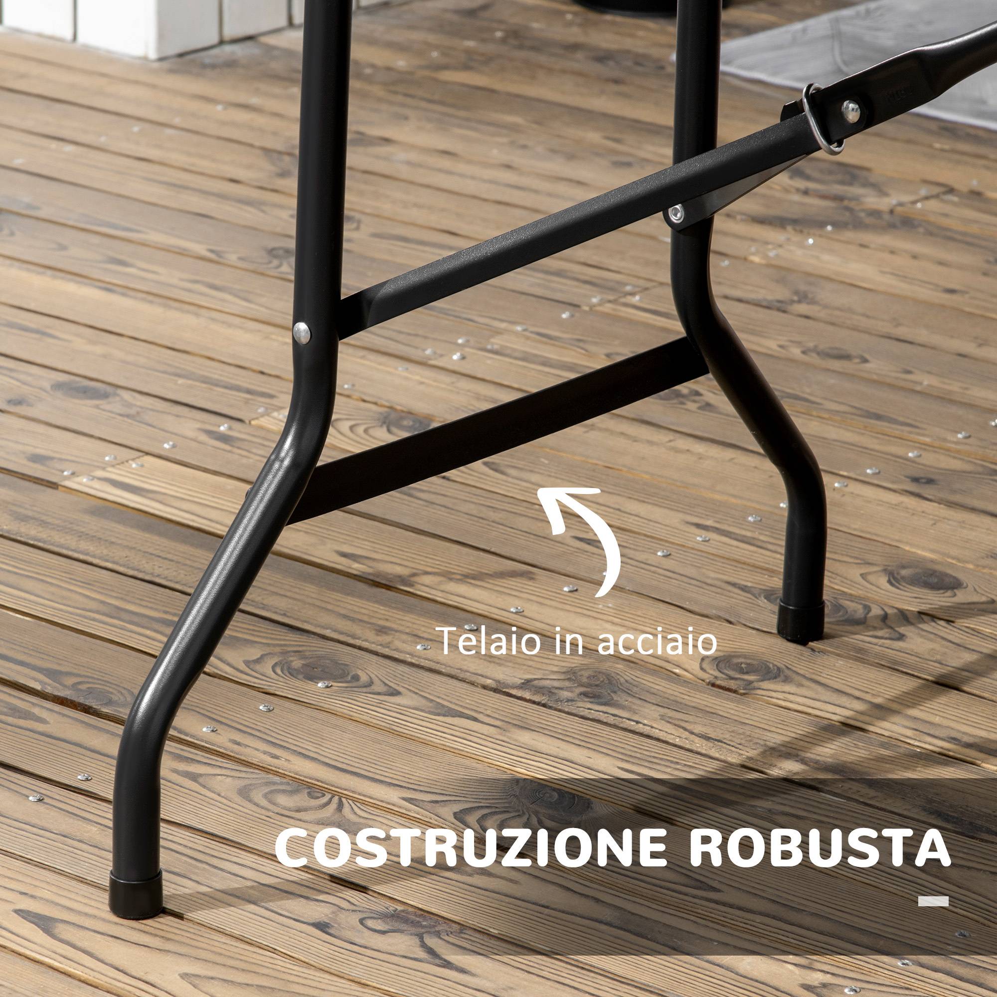 ComfortXL - Table de jardin pliante Acier HDPE Pique-nique Camping Effet bois 180cm Gris foncé - ComfortXL Outdoor Living - Image 9