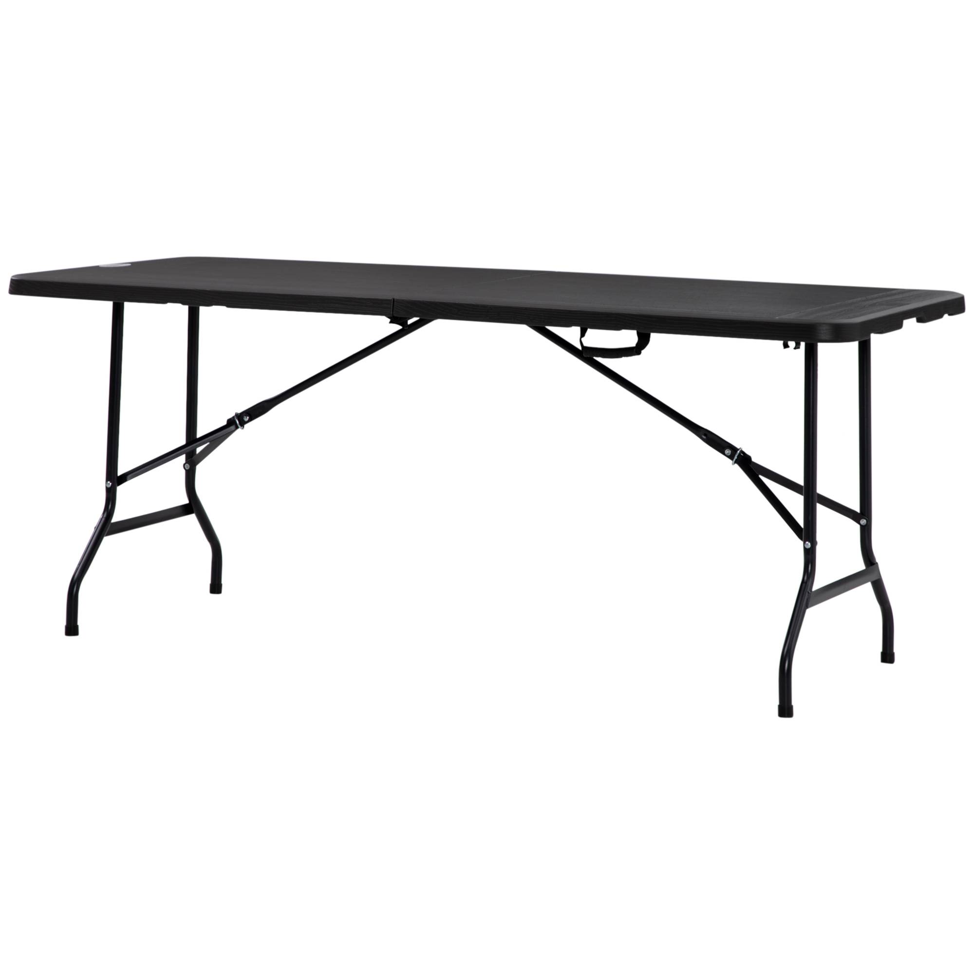 ComfortXL - Table de jardin pliante Acier HDPE Pique-nique Camping Effet bois 180cm Gris foncé - ComfortXL Outdoor Living - Image 2