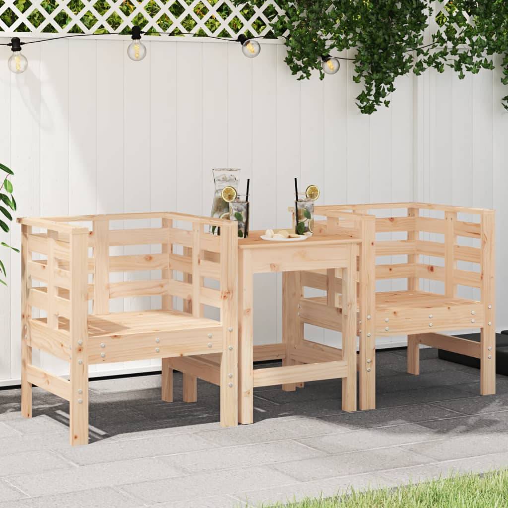 Fauteuils Bas de Jardin en Bois de Pin Massif Brut Design à Lattes Lot de 2 Naturel – ComfortXL Outdoor Living
