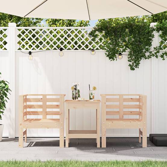 Fauteuils Bas de Jardin en Bois de Pin Massif Brut Design à Lattes Lot de 2 Naturel – ComfortXL Outdoor Living - Image 3