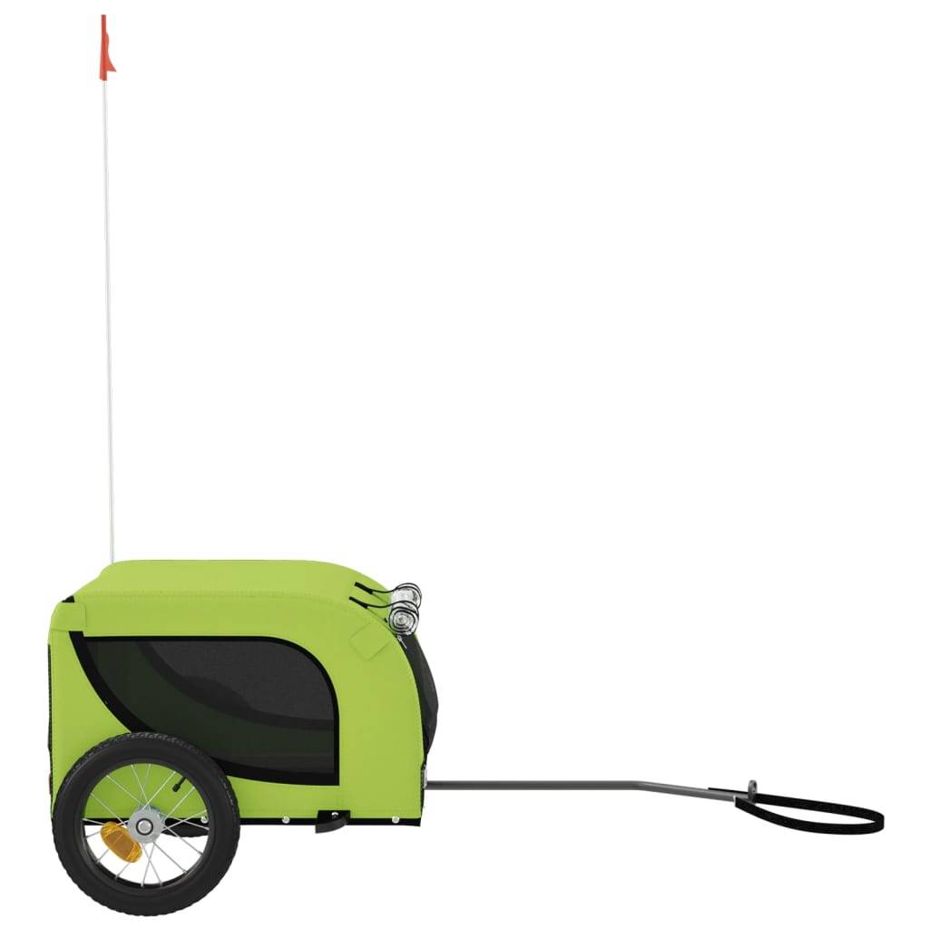 Remorque de vélo pour animaux fer et tissu vert et noir 124 x 53 x 53 cm - PANGIVO - Image 5
