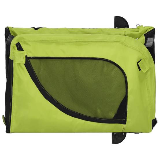 Remorque de vélo pour animaux fer et tissu vert et noir 124 x 53 x 53 cm - PANGIVO - Image 8