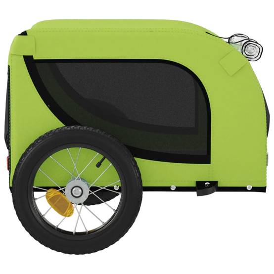 Remorque de vélo pour animaux fer et tissu vert et noir 124 x 53 x 53 cm - PANGIVO - Image 6