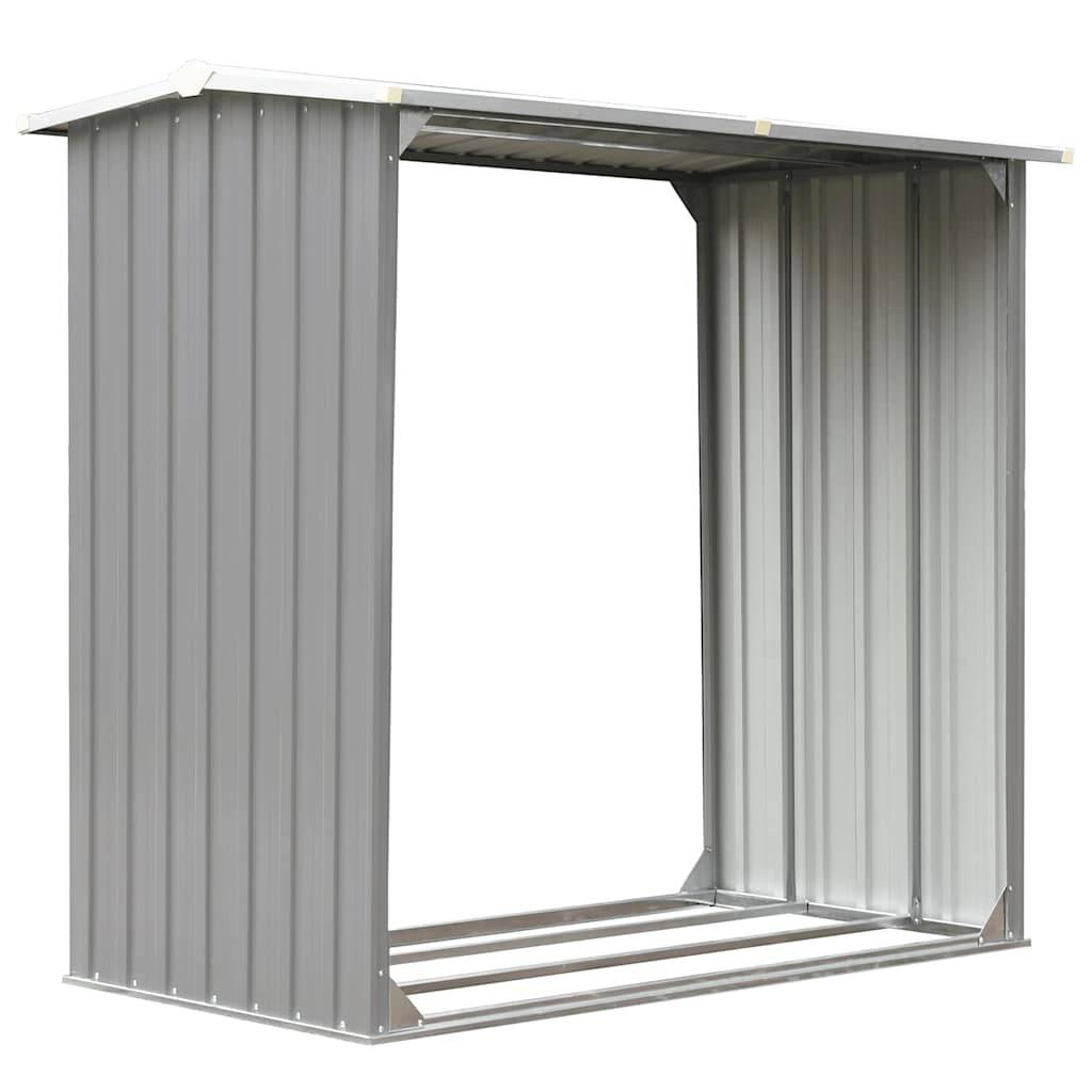 Abri à bûches Acier Galvanisé pour Jardin Stockage Bois 172x91x154 cm Gris - ComfortXL Outdoor Living - Image 2