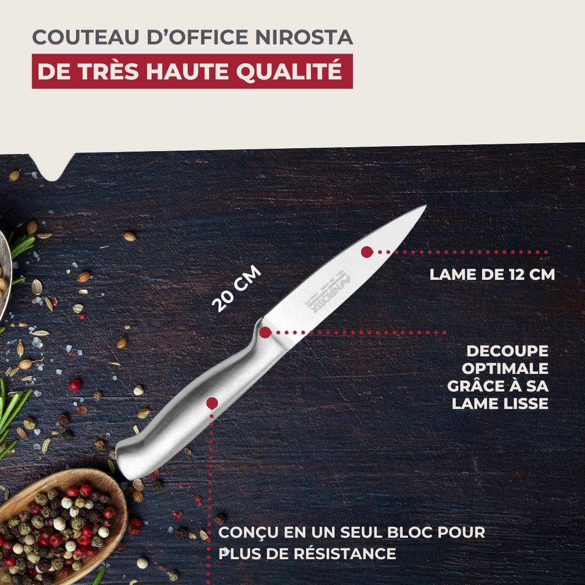 Couteau d'office en inox 20 cm en tout Nirosta Star - Image 3