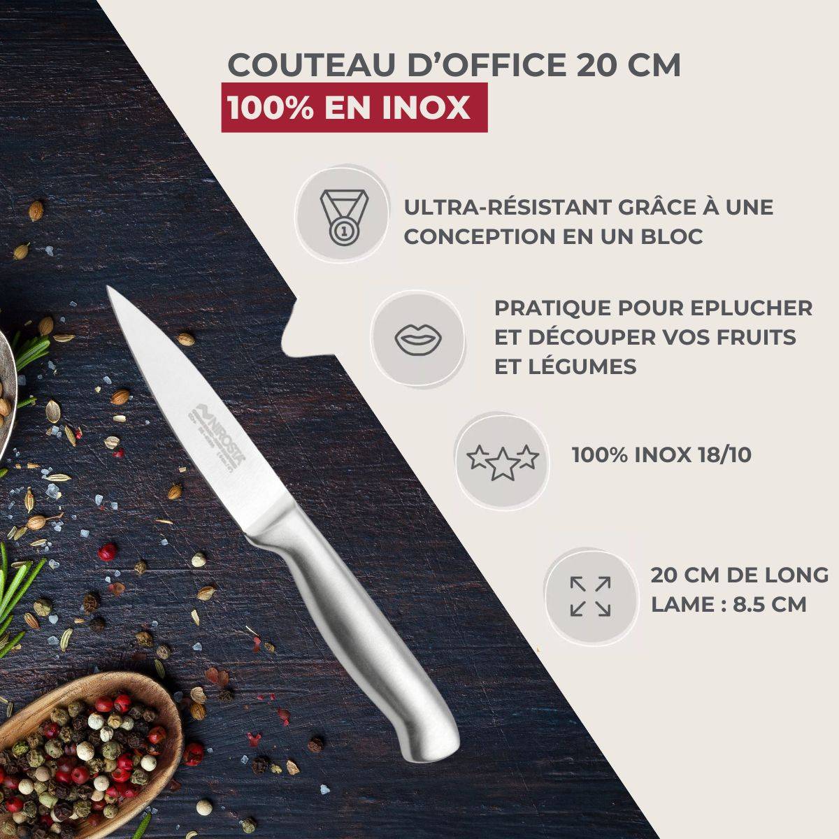 Couteau d'office en inox 20 cm en tout Nirosta Star - Image 2