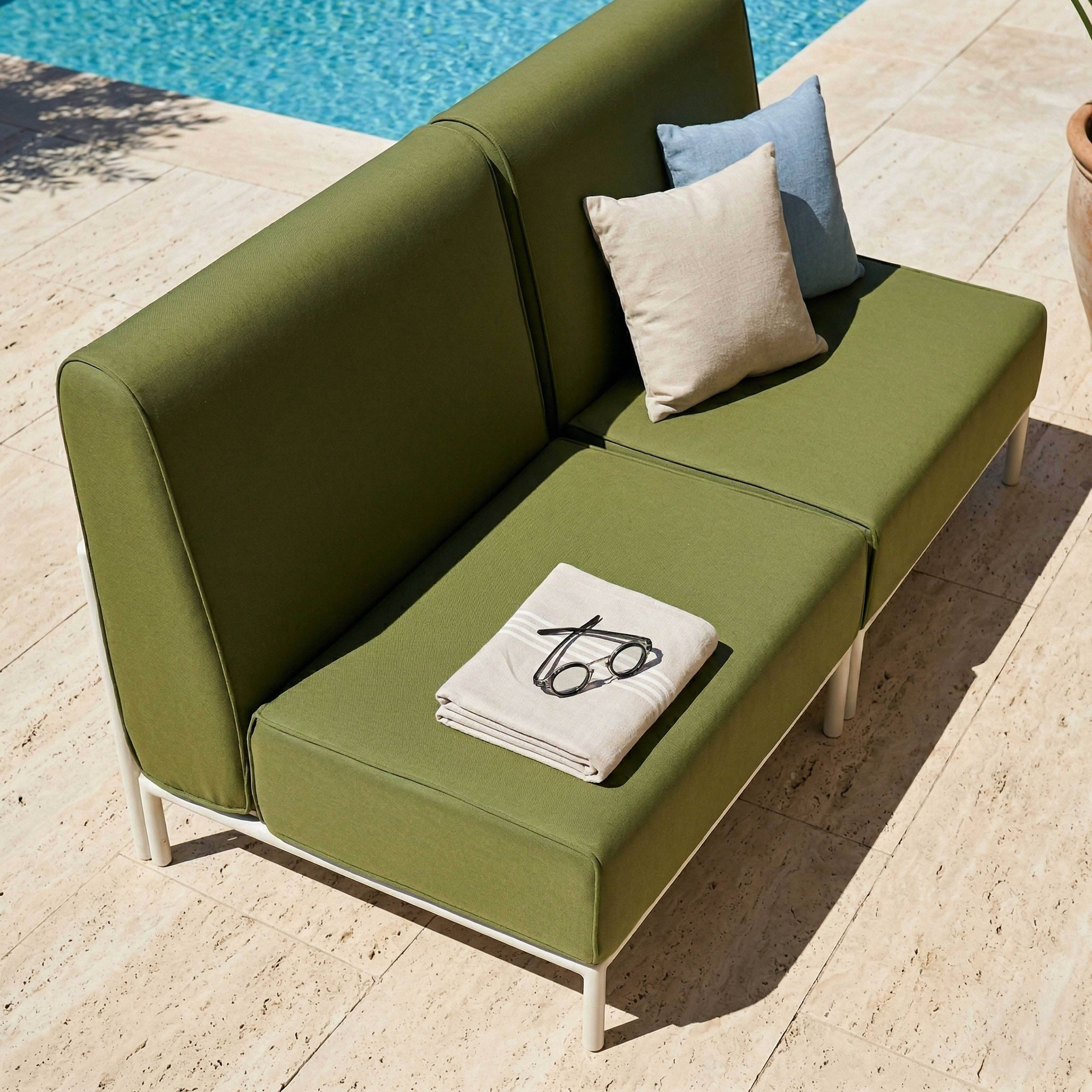 Oviala - Salon de jardin bas modulable uni 2 places vert kaki Patio - Oviala - Image 4