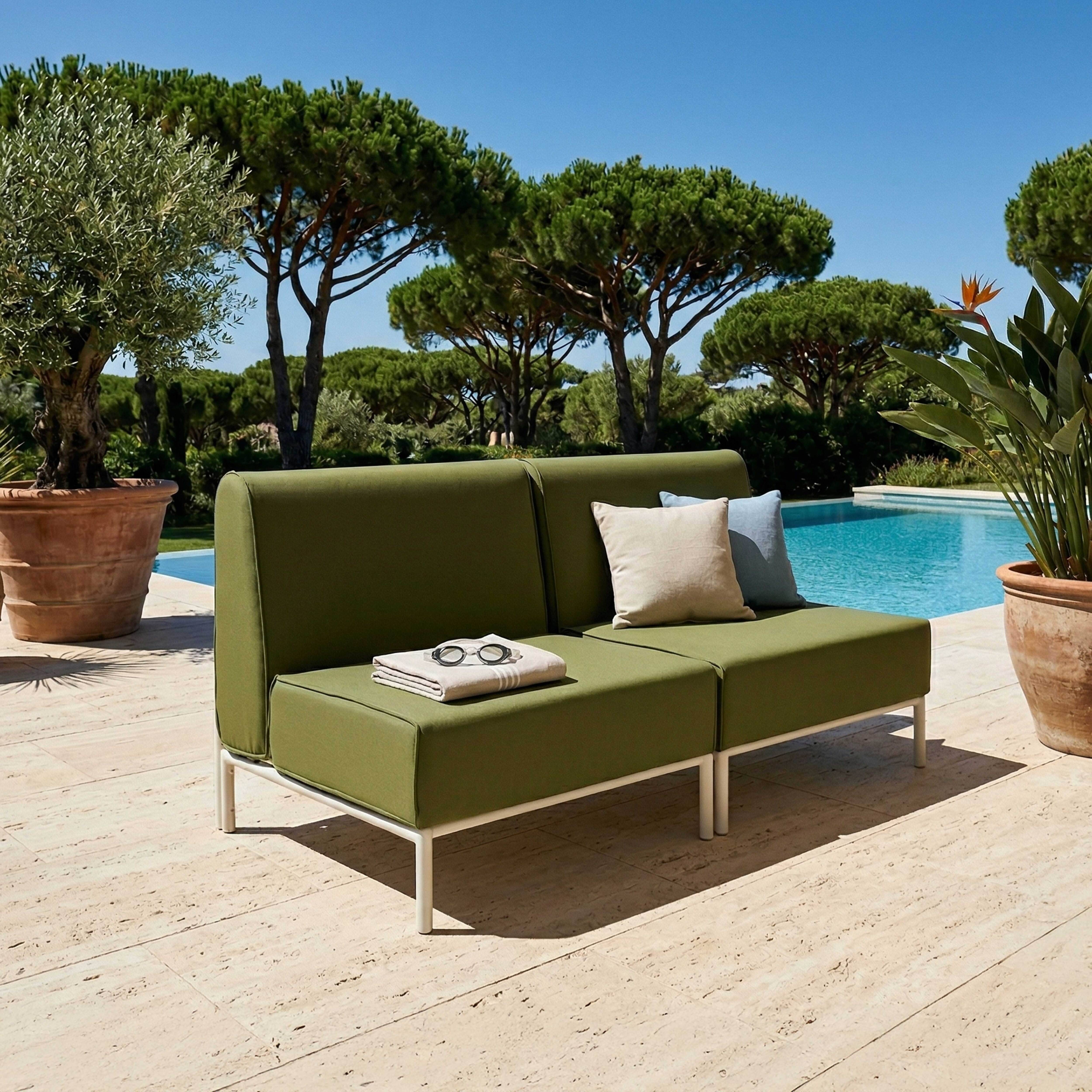 Oviala - Salon de jardin bas modulable uni 2 places vert kaki Patio - Oviala - Image 2