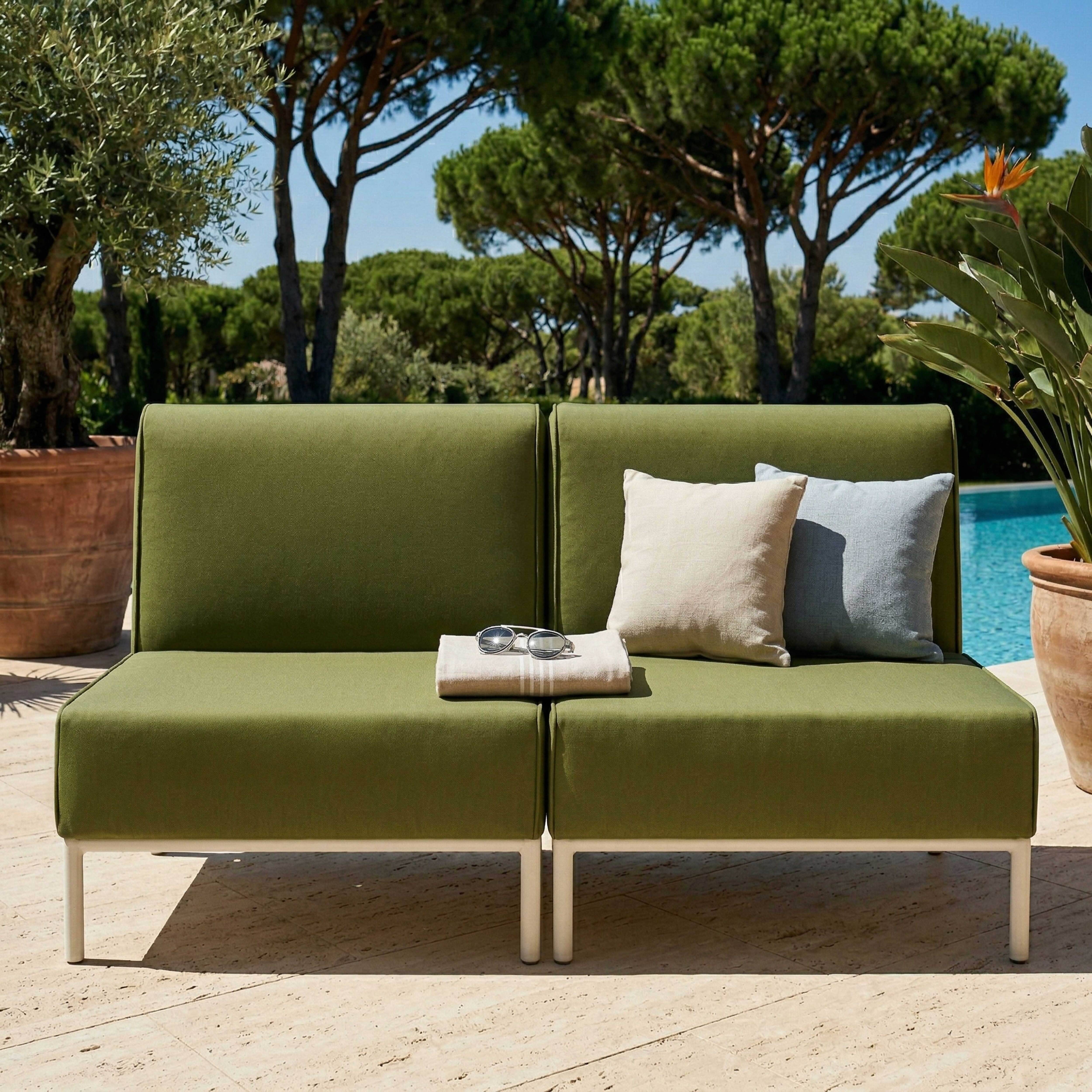 Oviala - Salon de jardin bas modulable uni 2 places vert kaki Patio - Oviala - Image 3