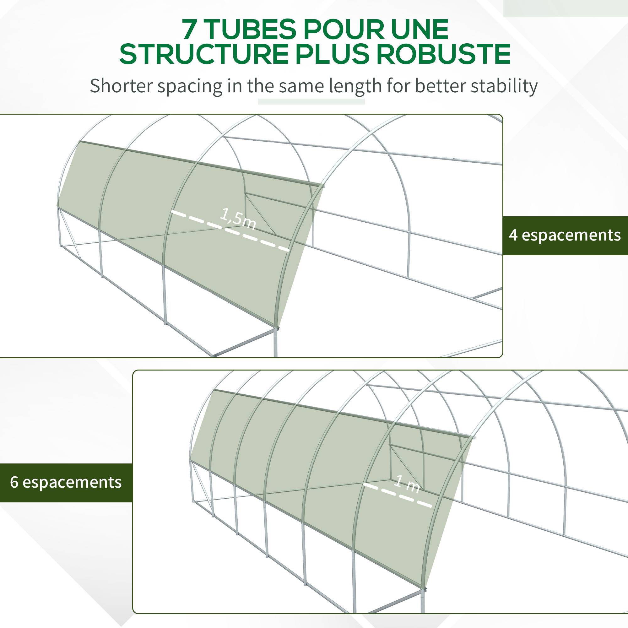 Serre de jardin serre tunnel 18 m² avec porte, parois latérales enroulables 12 fenêtres acier PE 4 x 3 x 2 m vert - Image 6