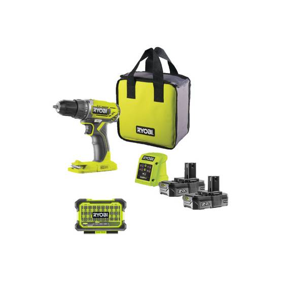 Ryobi - Pack RYOBI - Perceuse Visseuse R18DD2-220S - 18V One Plus - 2 batteries 2,0Ah - 1 chargeur - Coffret antichocs 31 accessoires de vissage RAK31MSD - Image 1