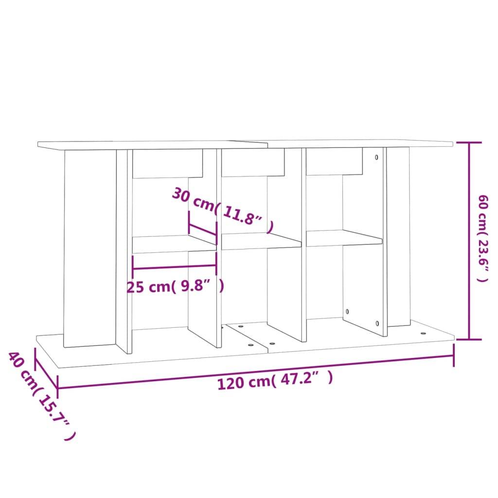 Meuble pour Aquarium Bois d'Ingénierie pour Salon avec Rangement 120x40x60 cm Gris - ComfortXL Outdoor Living - Image 8