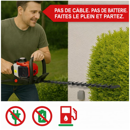 Taille haies essence 2 temps longeur de coupe 62cm 5,5kg - Image 4
