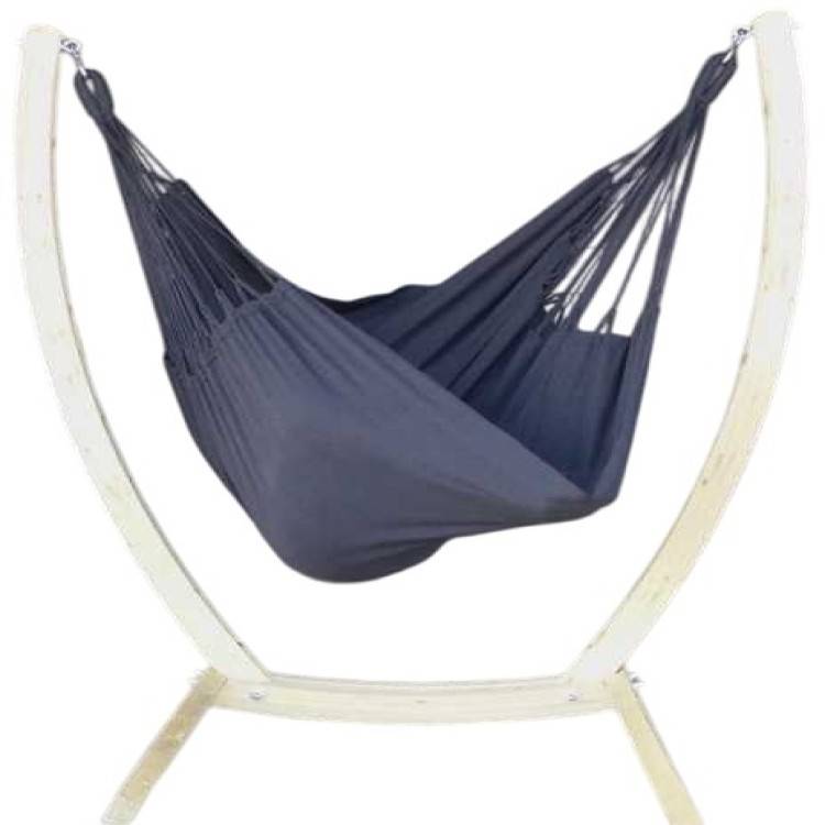Chaise hamac Noir XL avec support bois - Tropical Hamac - Image 1
