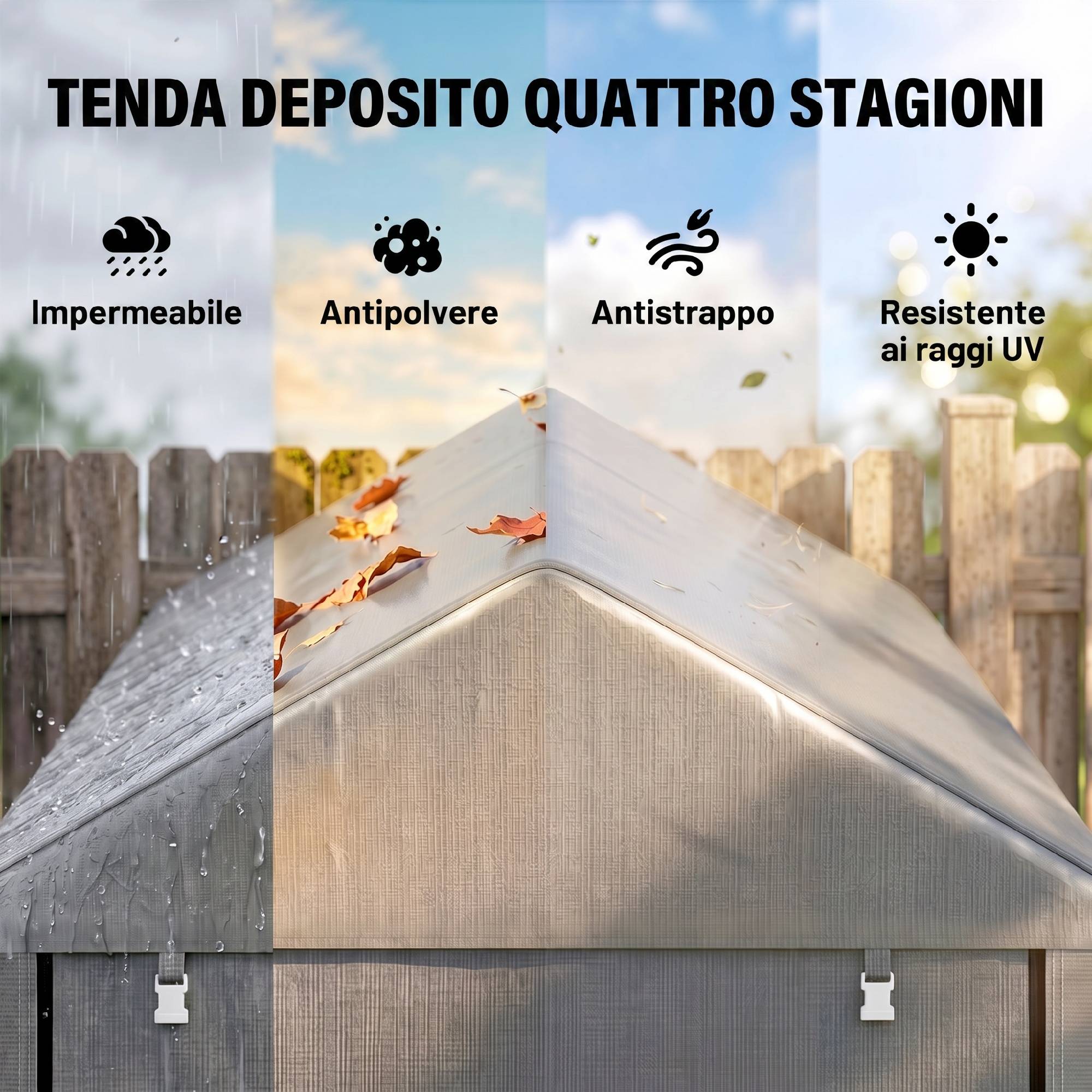 Abri outils tente garage bâche anti-UV cadre métal, 120x179x165cm, gris clair - Image 6