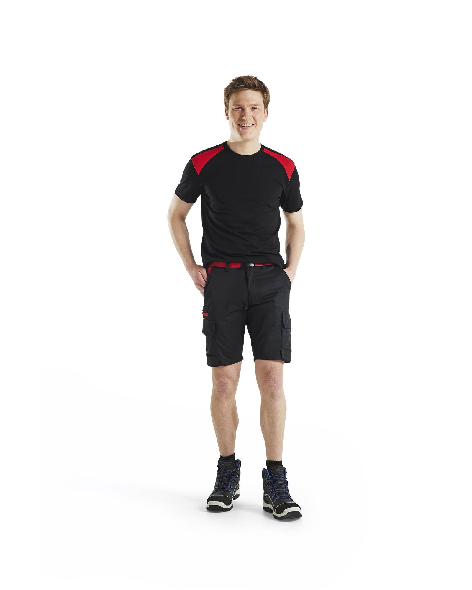 Short Industrie stretch 2D Noir/Rouge | 144618329956 - Blaklader