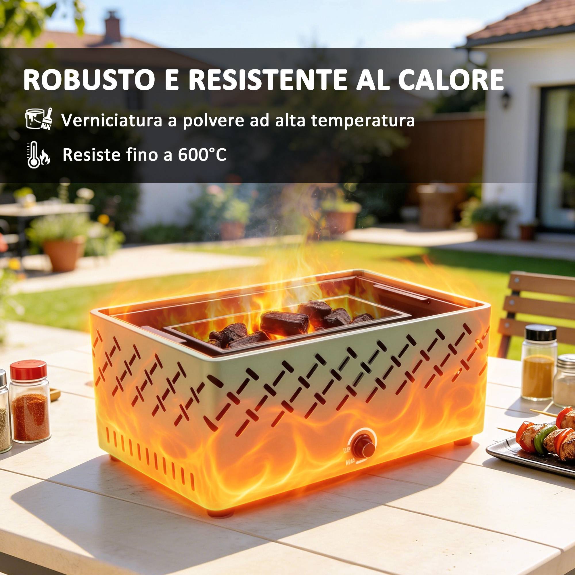 Barbecue portable au charbon de bois avec ventilateur intégré pour une utilisation en extérieur, vert clair - Image 8