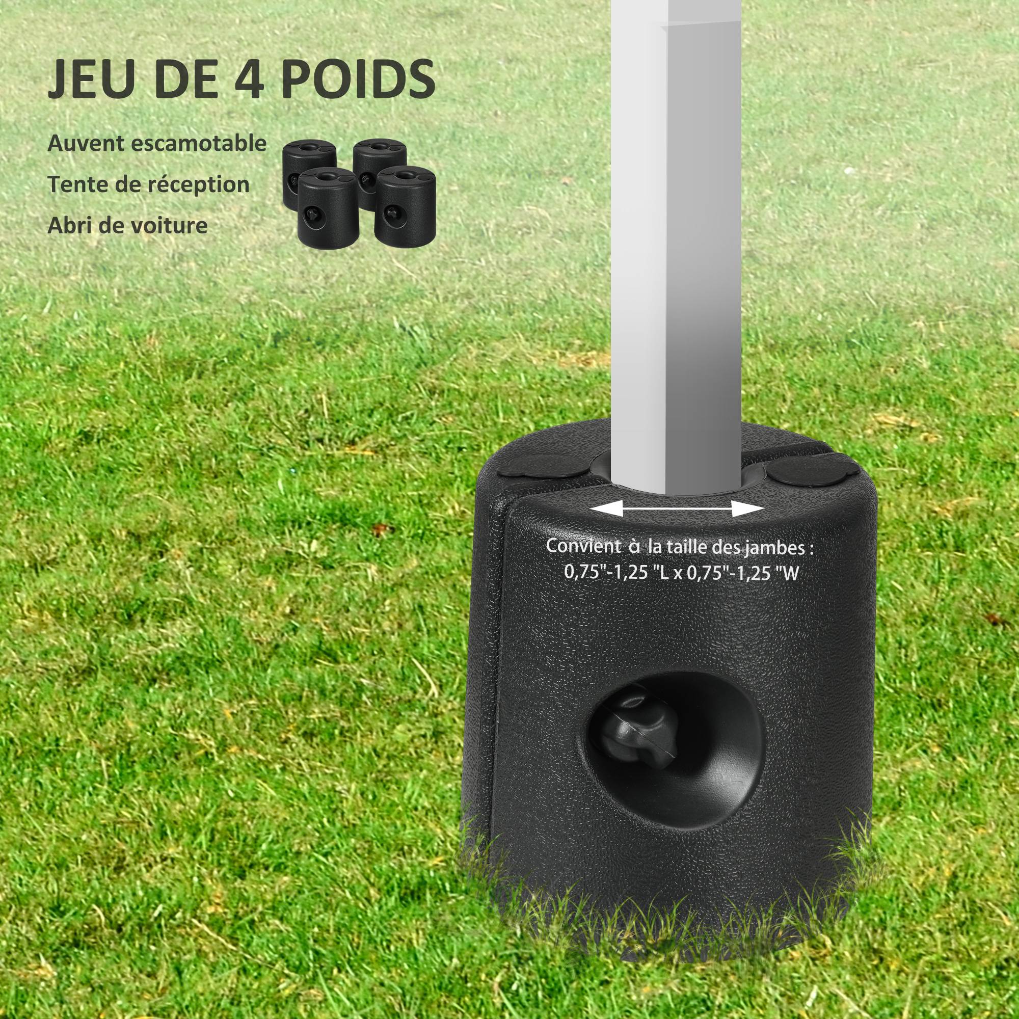 Outsunny - Lot 4 pieds de tonnelle pop-up remplissage eau/sable avec vis sécurité pour pavillon HDPE noir - Outsunny - Image 5