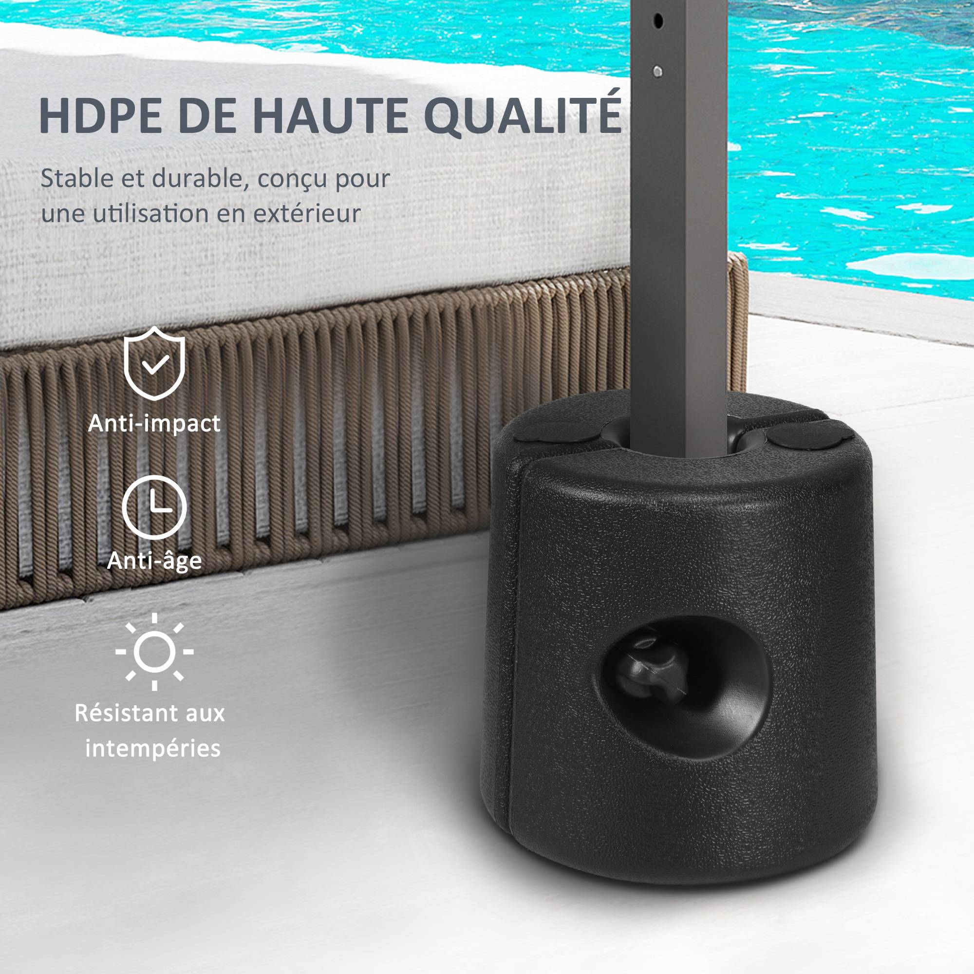 Outsunny - Lot 4 pieds de tonnelle pop-up remplissage eau/sable avec vis sécurité pour pavillon HDPE noir - Outsunny - Image 8