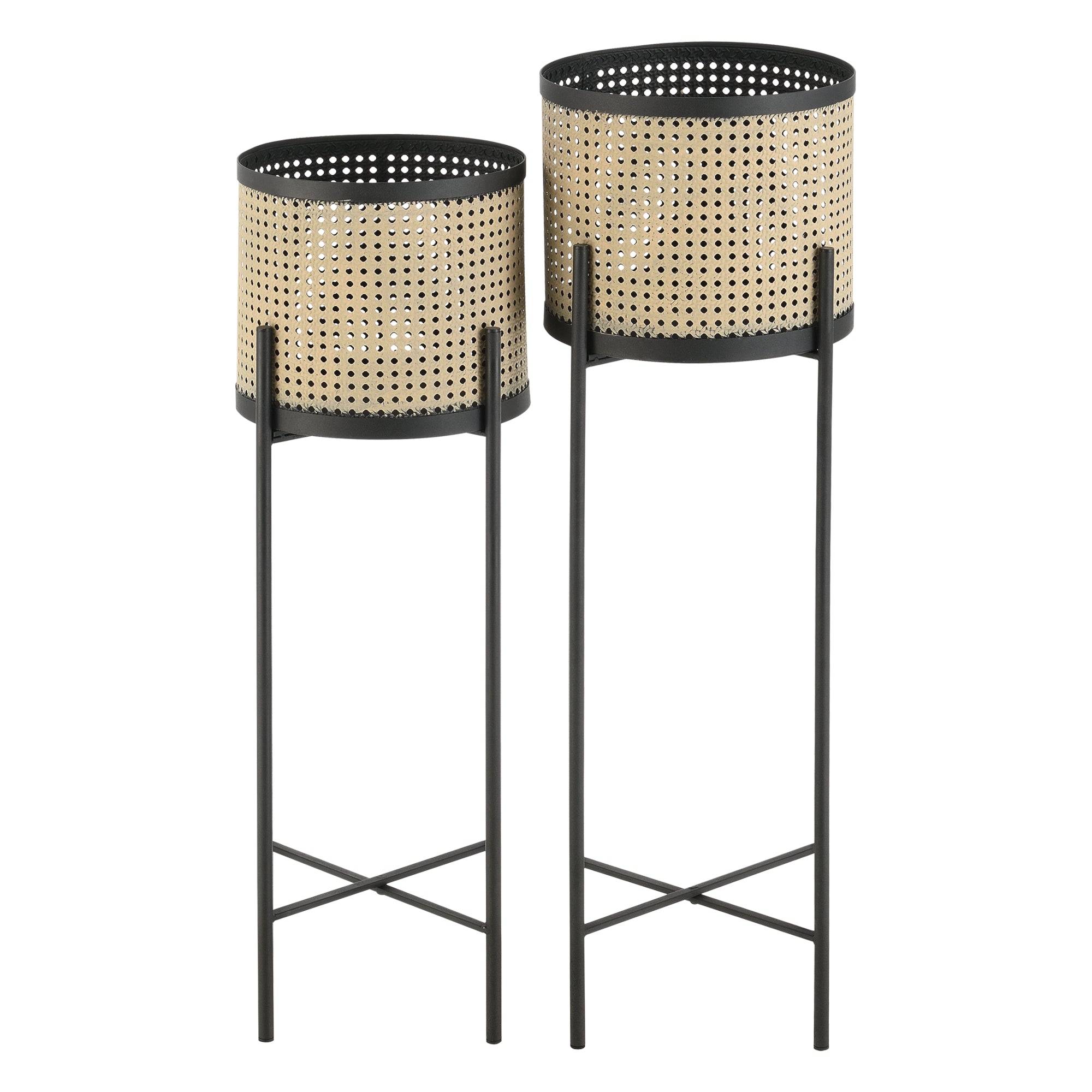 Helloshop26 - Lot de 2 supports de plante colfontaine métal tailles différentes noir sable - Image 1