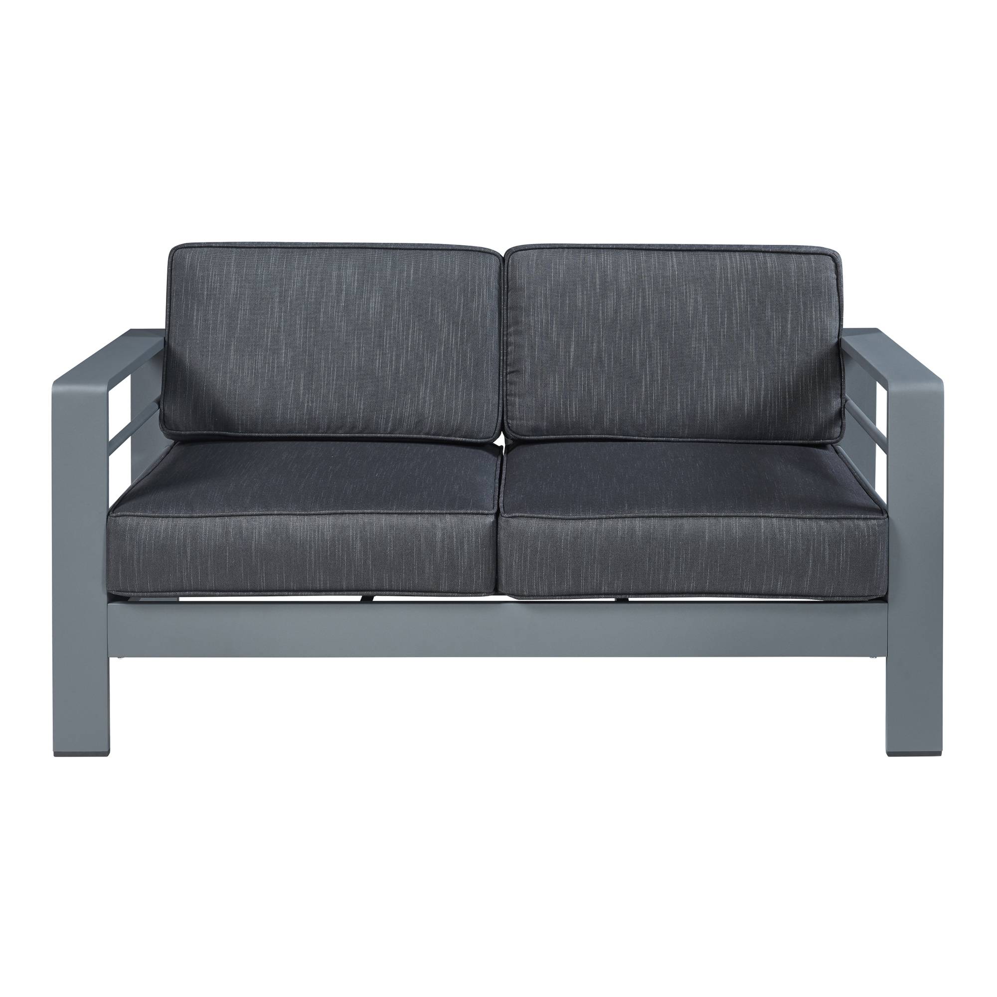 Casa.Pro - Canapé de jardin 2 places Avise 144 x 70 x 62 cm anthracite gris foncé casa.pro - Image 4