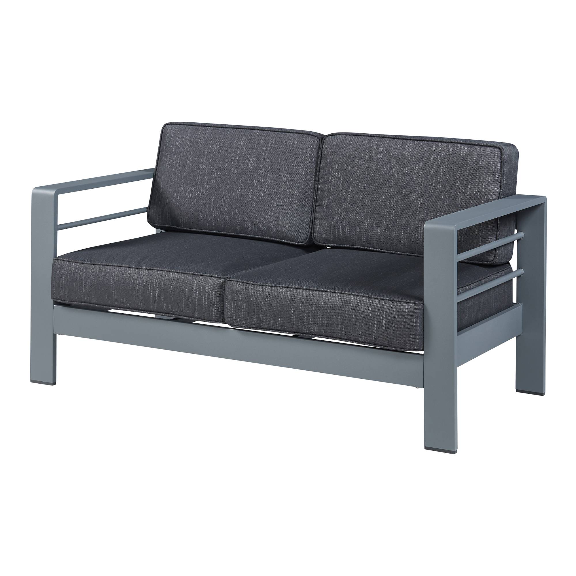 Casa.Pro - Canapé de jardin 2 places Avise 144 x 70 x 62 cm anthracite gris foncé casa.pro - Image 1