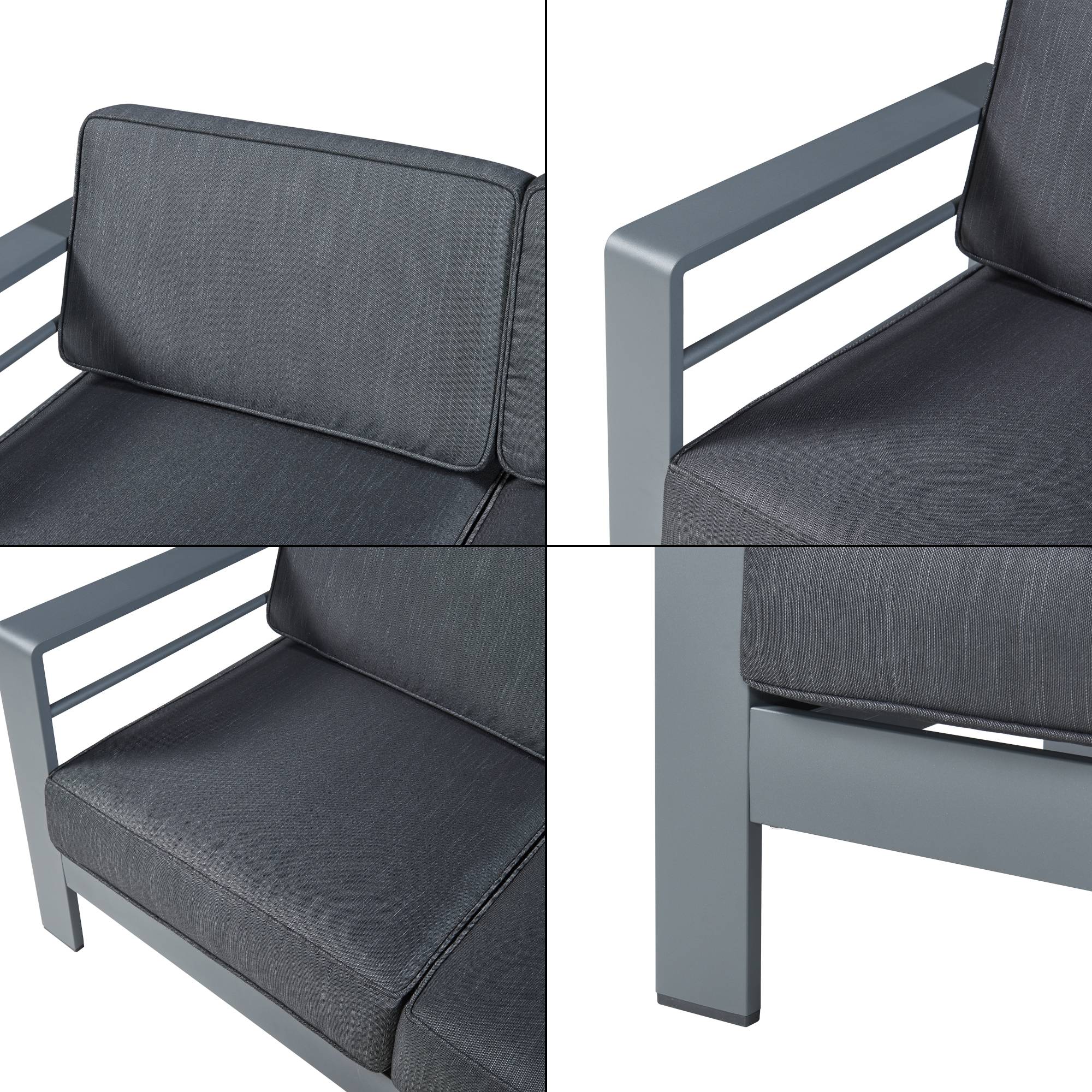 Casa.Pro - Canapé de jardin 2 places Avise 144 x 70 x 62 cm anthracite gris foncé casa.pro - Image 6