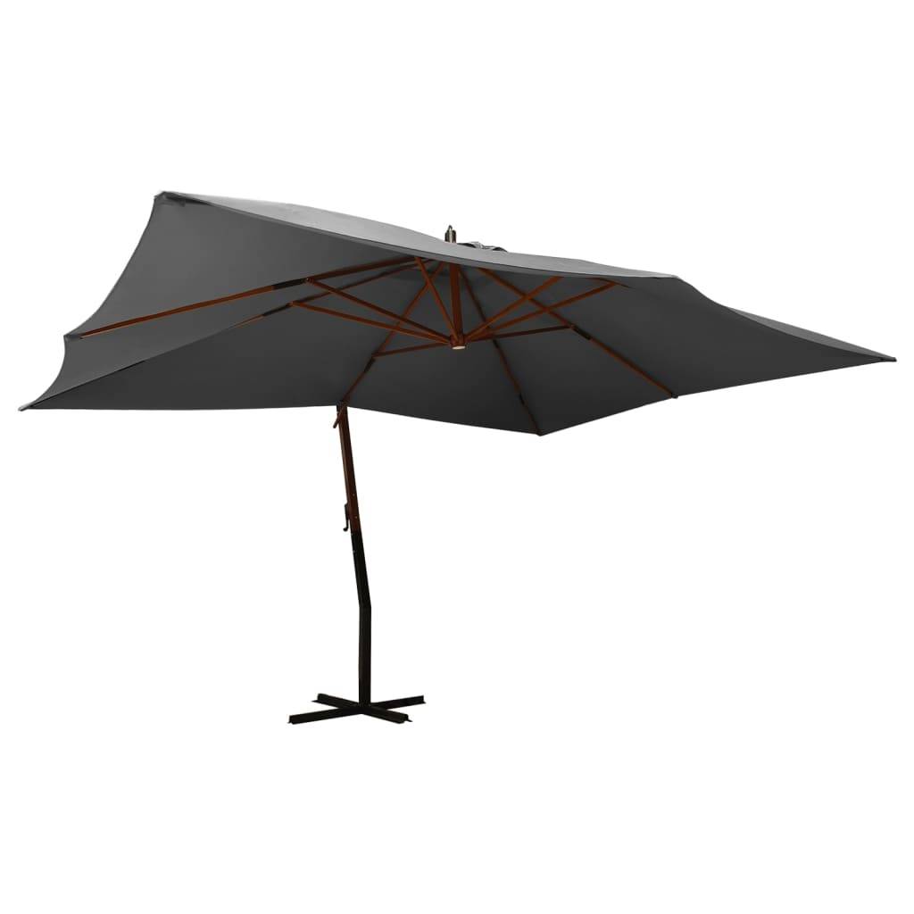 Helloshop26 - Parasol mobilier de jardin en porte-à-faux avec mât en bois 400 x 300 cm anthracite - Image 1