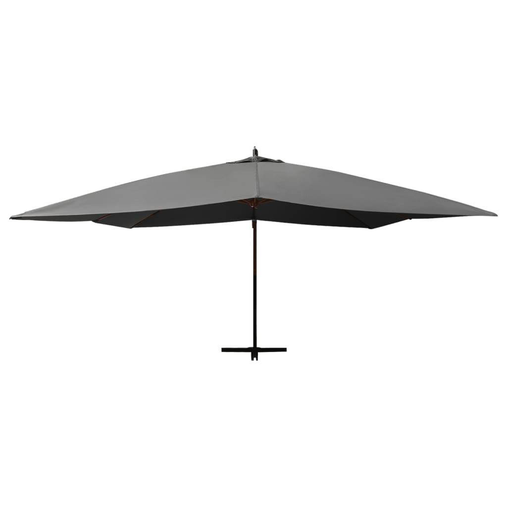Helloshop26 - Parasol mobilier de jardin en porte-à-faux avec mât en bois 400 x 300 cm anthracite - Image 3