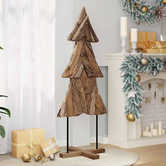 Arbre de Noël design en bois de teck massif pour décoration intérieure 150 cm – ComfortXL Outdoor Living - Image 3
