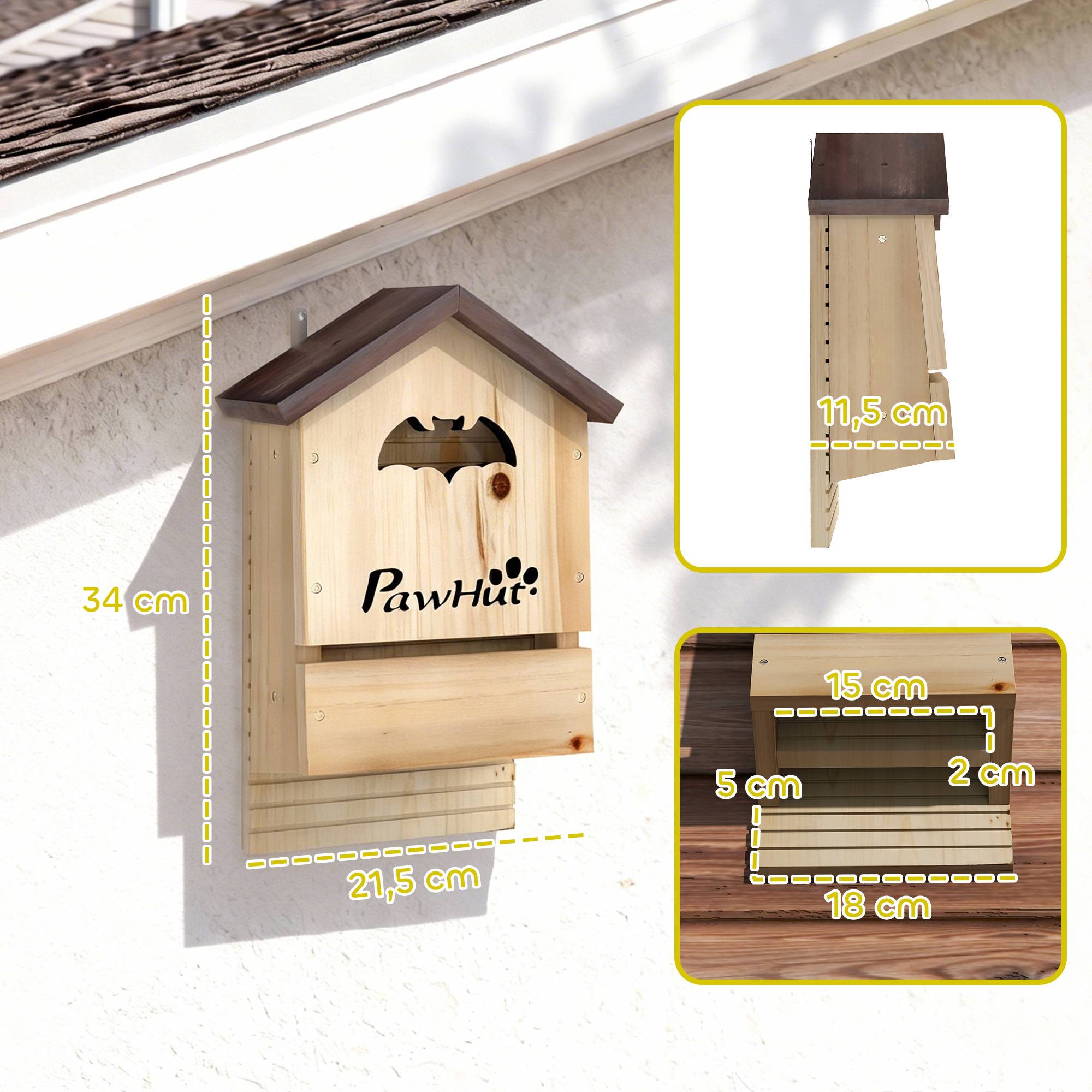 Sans Marque - Lot de 3 Nichoirs Chauve Souris en Bois abri à chauves-souris 23 x 9,5 x 36,5 cm effet bois naturel - Image 4