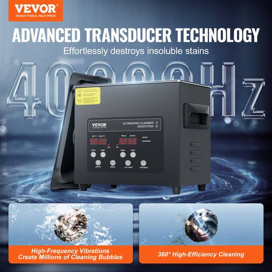 VEVOR Nettoyeur ultrasons numérique 3L, 120W, mode doux et dégazage, chauffage/minuterie, pour prothèses, bijoux, outils. - Image 2