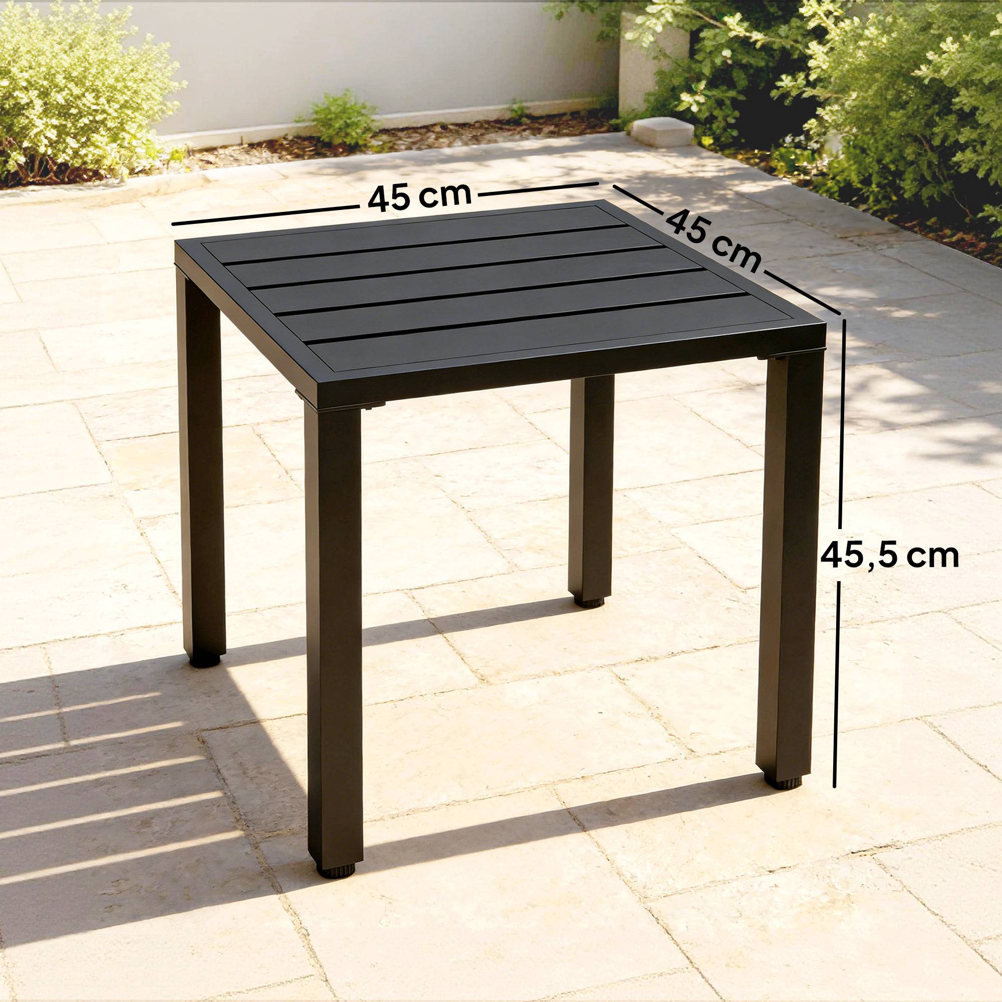 Sans Marque - Table de jardin carrée, table de terrasse, cadre en métal, intérieur et extérieur, pour balcon, porche, patio, noir - Image 5