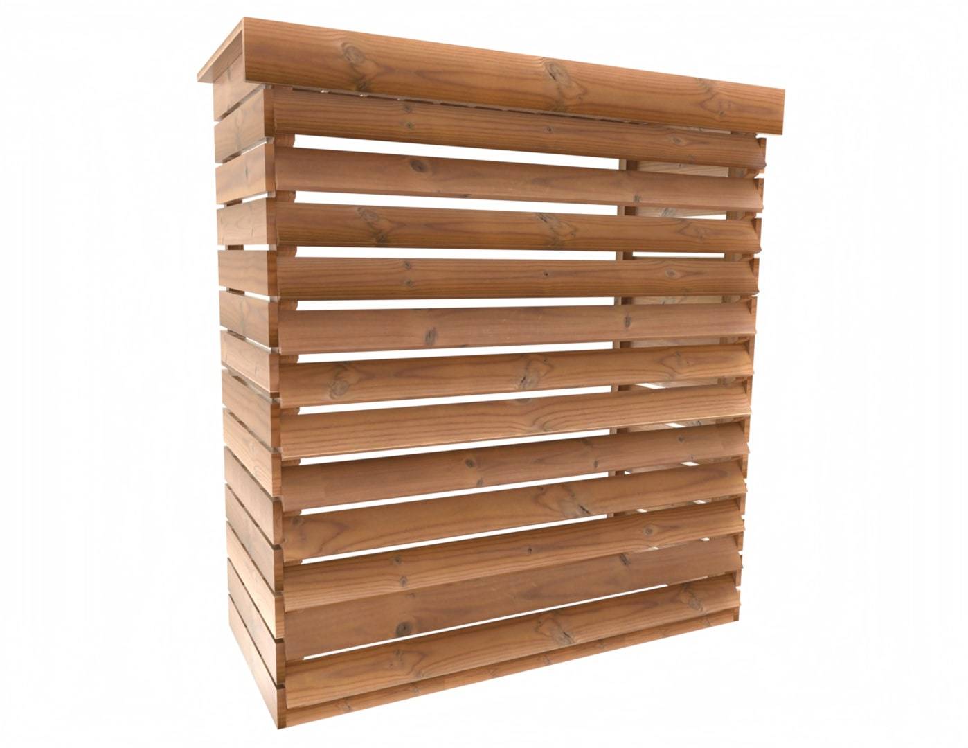 Habrita - Cache climatiseur extérieur XL - Bois thermochauffé - Ventelles fixes - Fixation murale ou au sol - 0,77 m² - Habrita