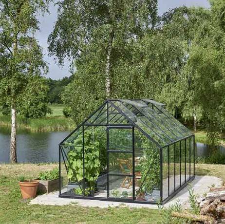 Halls - Serre de jardin Universal en verre horticole avec base 9.9m², Couleur Aluminium - Image 6