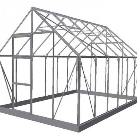 Halls - Serre de jardin Universal en verre horticole avec base 9.9m², Couleur Aluminium - Image 1