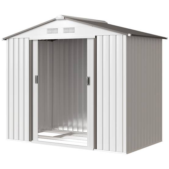 Abri de jardin 213x130x185 cm remise métallique extérieure outils blanc - Image 2