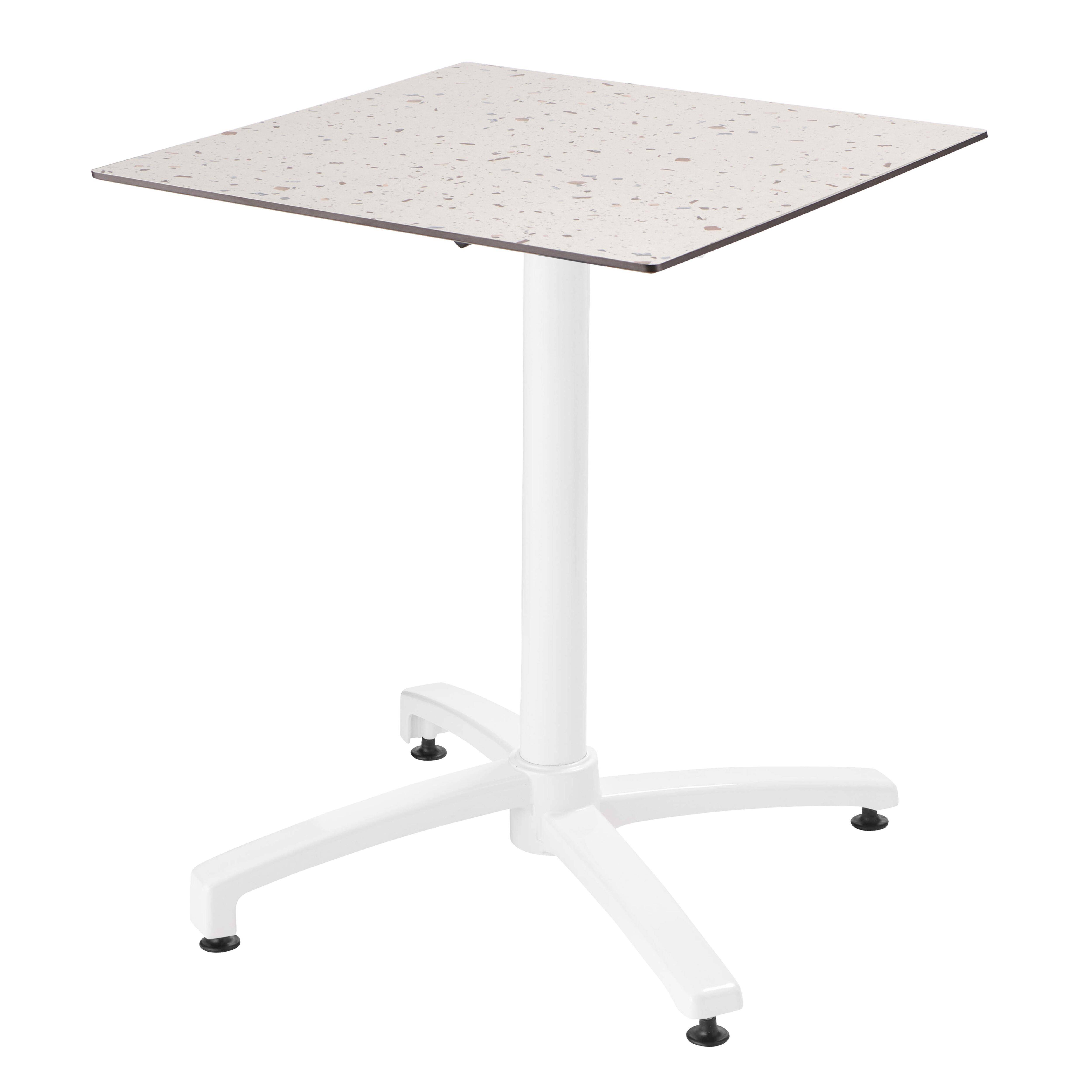 Oviala - Ensemble table 60 cm terrazzo et 4 chaises en métal blanc - Oviala - Image 2