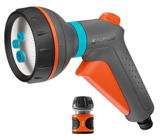 Gardena - Pistolet d’arrosage multi-applications – Classic – 4 jets – Raccord Aquastop inclus